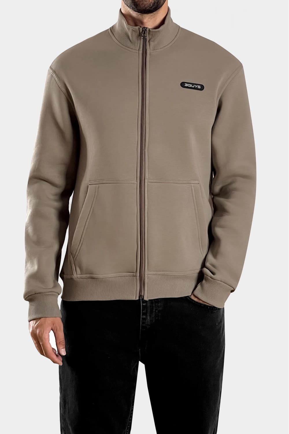 3GUYS HOODED VERNON CARDIGAN KHAKI 12251625069