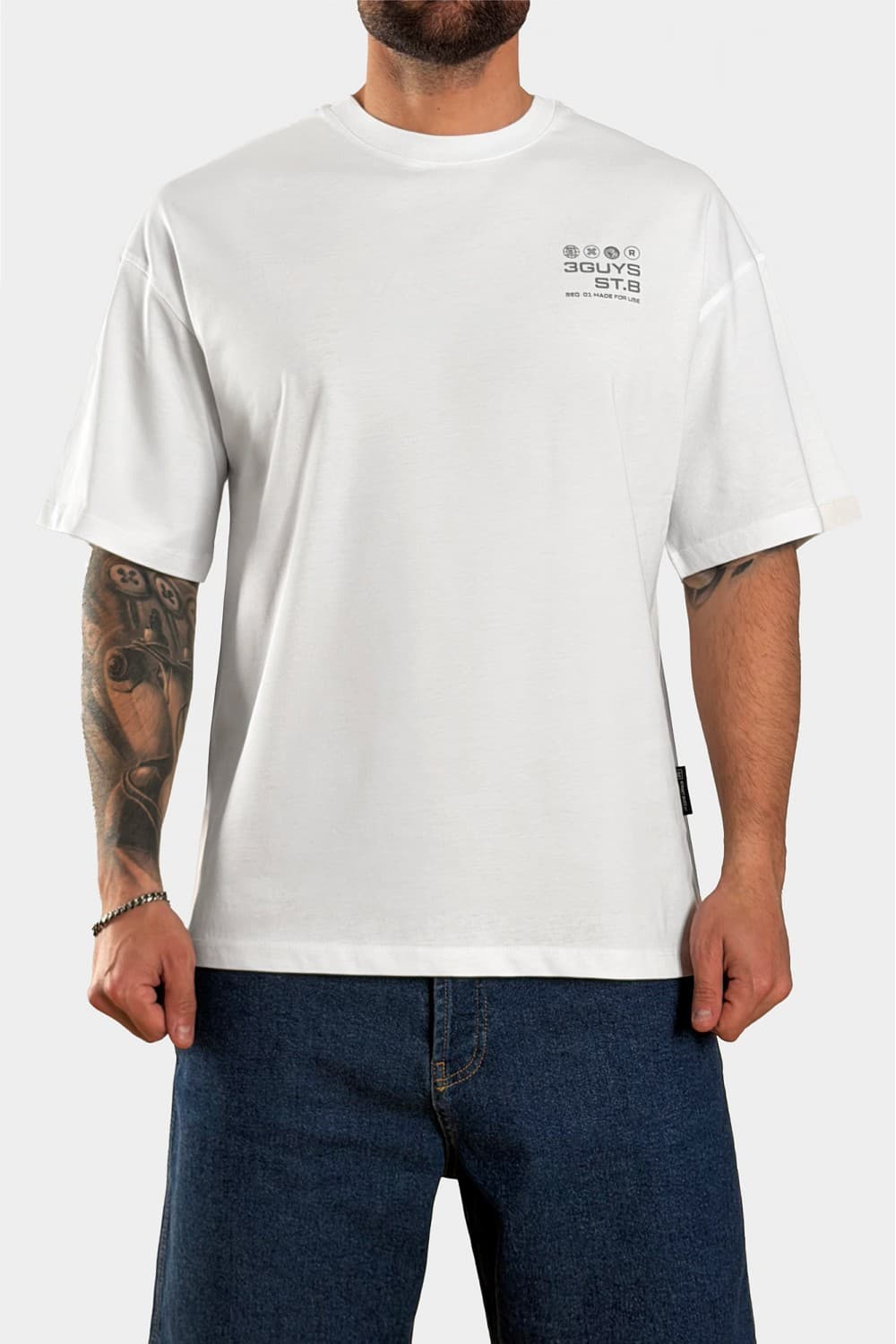 3GUYS GLOBAL T-SHIRT WHITE/BLACK 5162