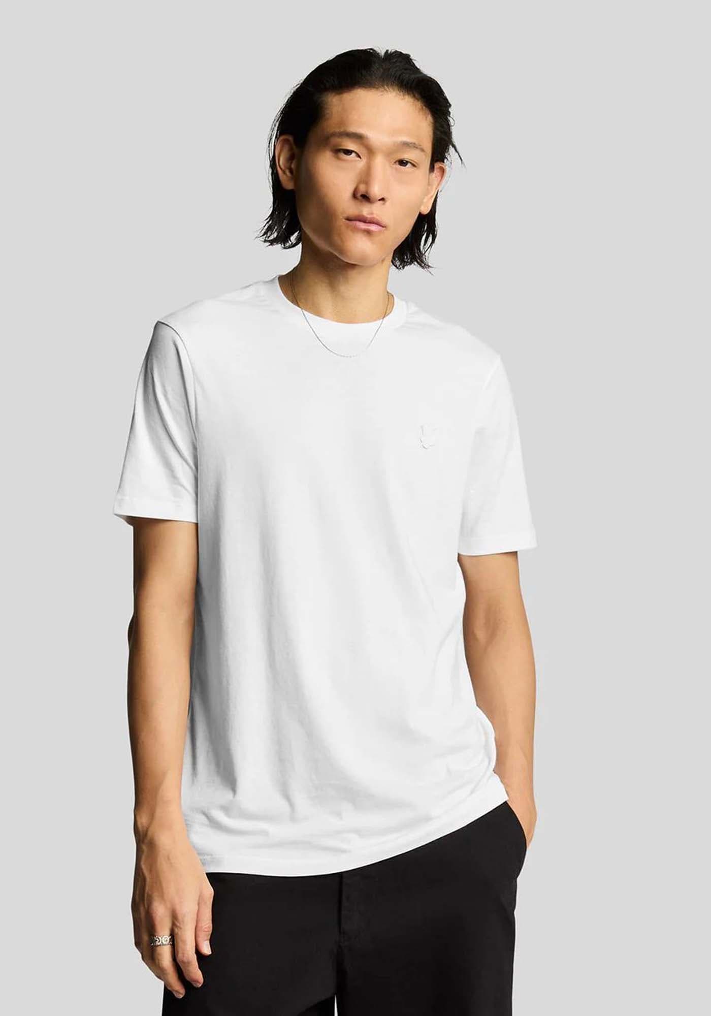 LYLE&SCOTT SUPERFINE WHITE AND BLACK T-SHIRTS TS2255